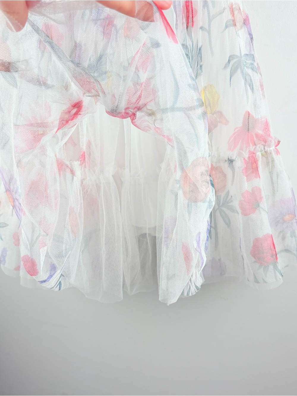 Girls Floral Print Mesh Tulle Princess Dress *Size 4 Wedding Flower Girl Party - Picture 4 of 7